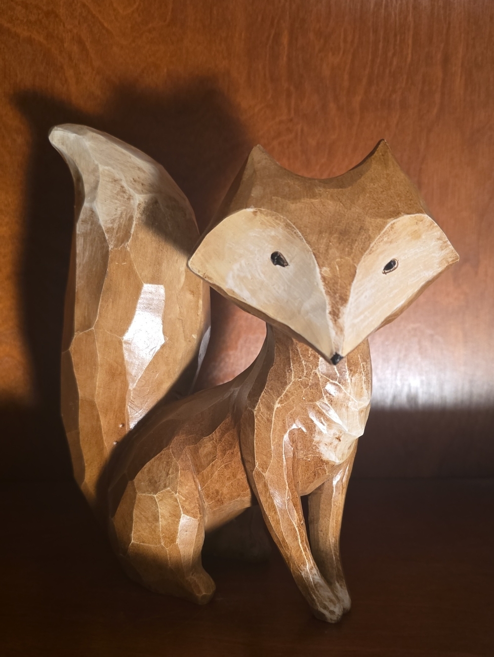 Brown Fox Wooden Look Figurine